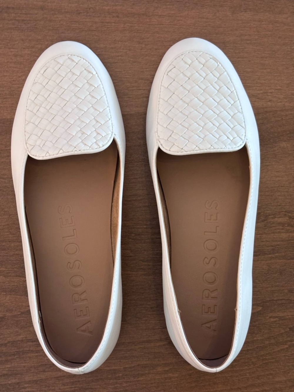 Women's Aerosoles Brielle White Woven Leather Loafers, size 8.5, No Box - Picture 4 of 16